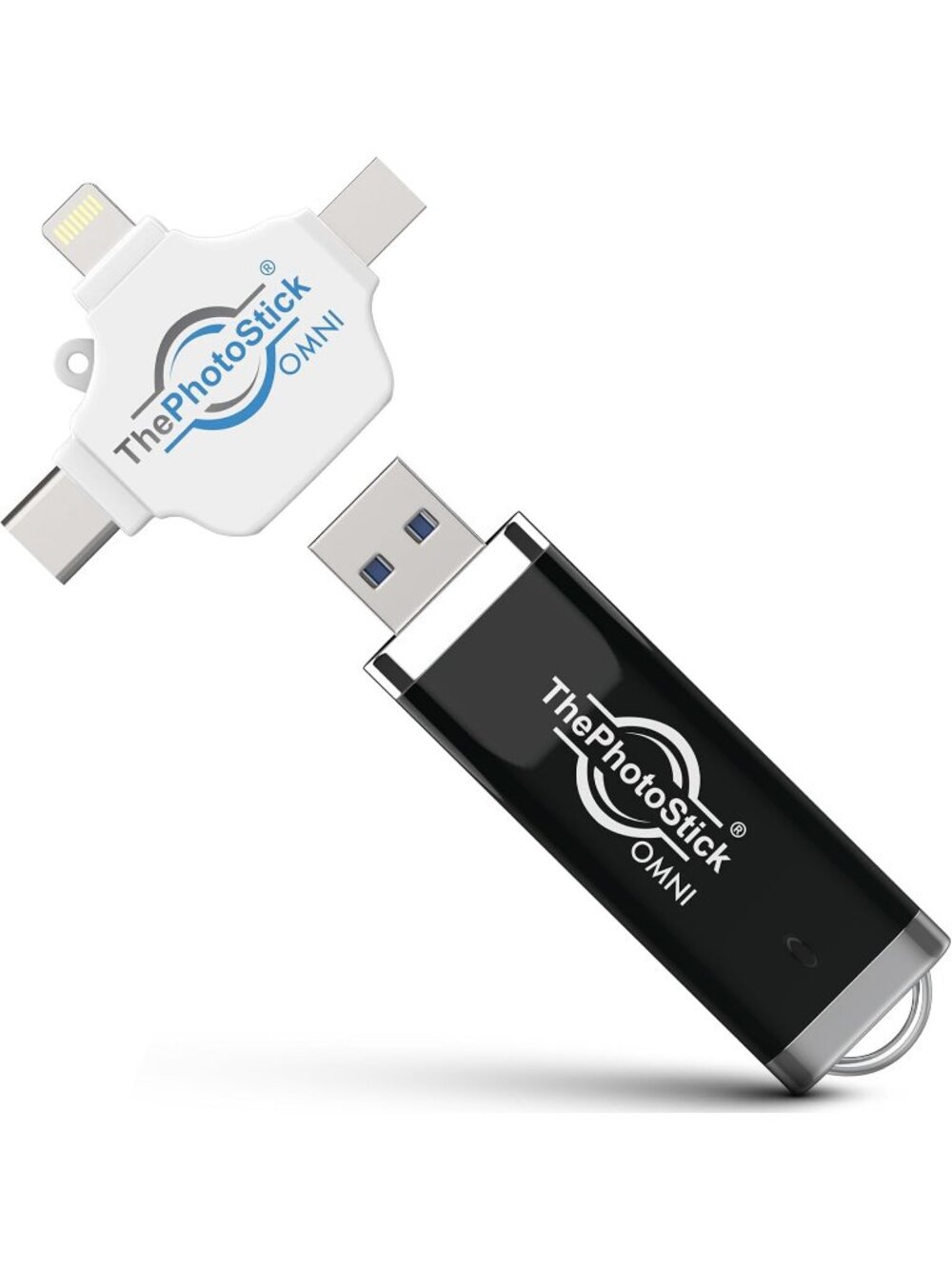 ThePhotoStick Omni 128GB 1P Photo Backup USB Flash Drive for iPhone Android PC